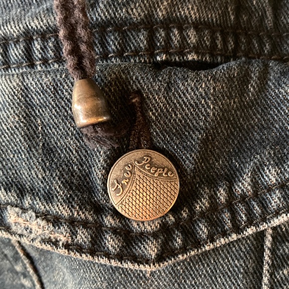 Free People Boho Grunge Hooded Denim Sweatshirt Streetwear Jacket - Picture 10 of 13